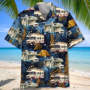 Camping Car Night Forest Hawaiian Shirt