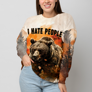 Bear Forest I Hate People All Over Print Shirt