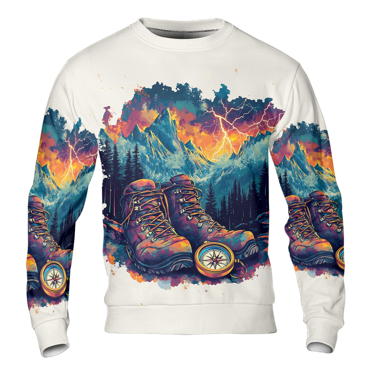 The Mountains Are Calling Compass Boots All Over Print Shirt