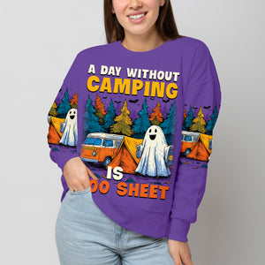 Halloween Camping Ghost – A Day Without Camping Is Boo Sheet All Over Print Shirt