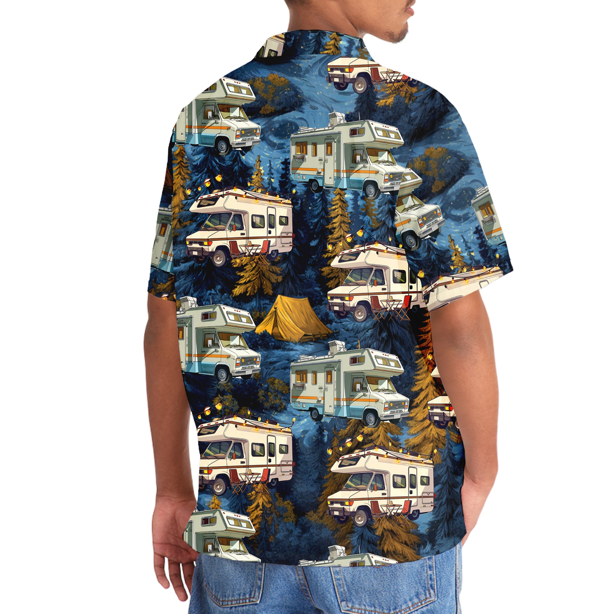 Camping Car Night Forest Hawaiian Shirt