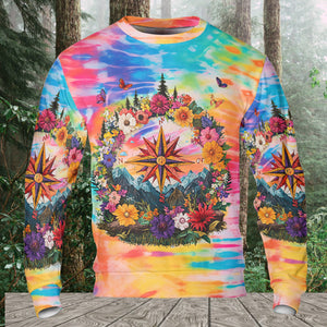 Live For The Moments Compass Flower All Over Print Shirt