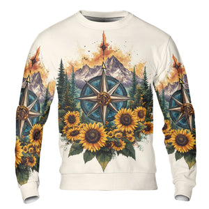 Live For The Moments Compass Sunflower All Over Print Shirt
