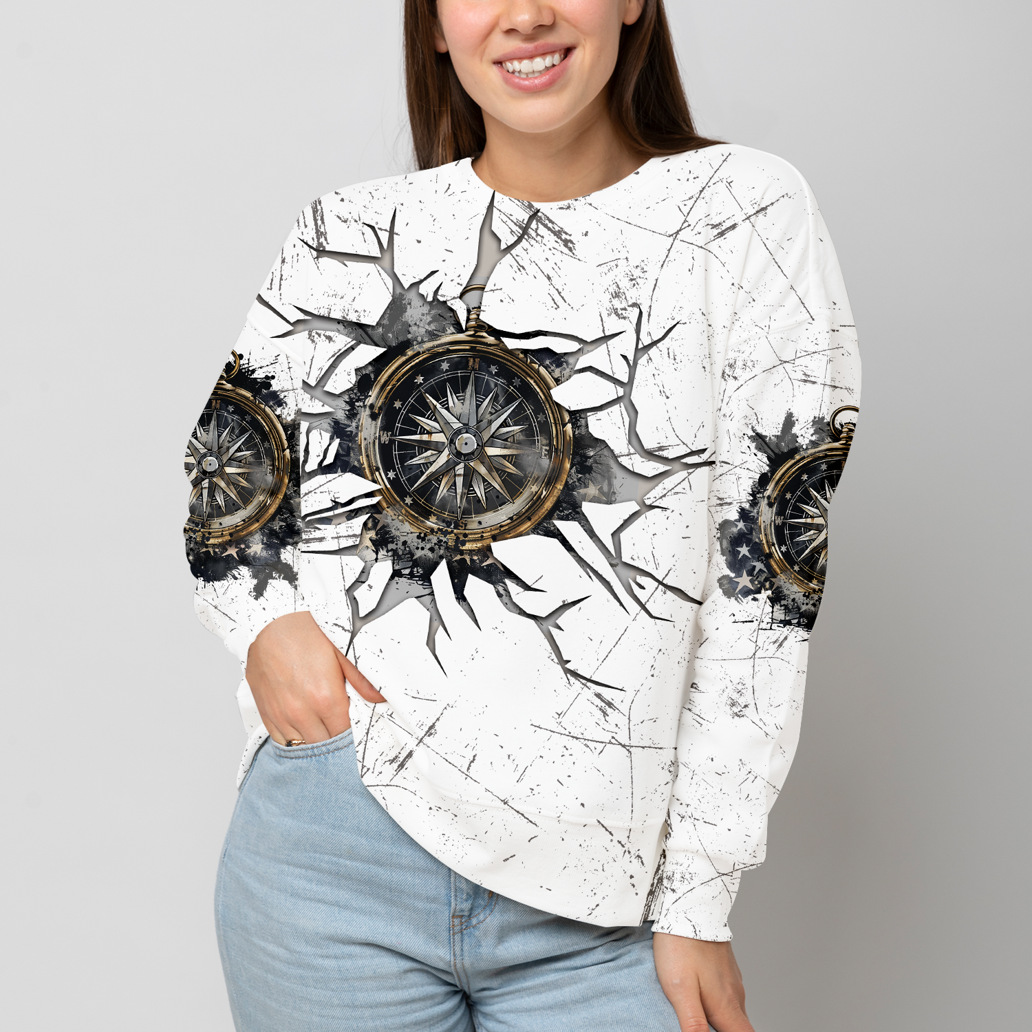 Not All Who Wander Are Lost Compass Cracks All Over Print Shirt