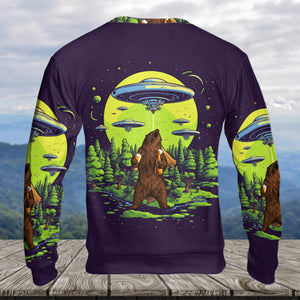 Funny Grizzly Bear Drinking All Over Print Shirt
