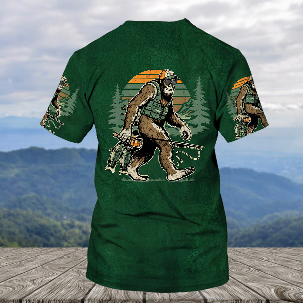 Bassquatch Bigfoot Fishing All Over Print Shirt