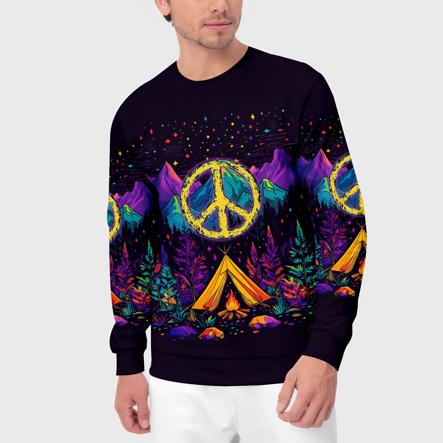 Camping Peace Sign All Over Print Shirt