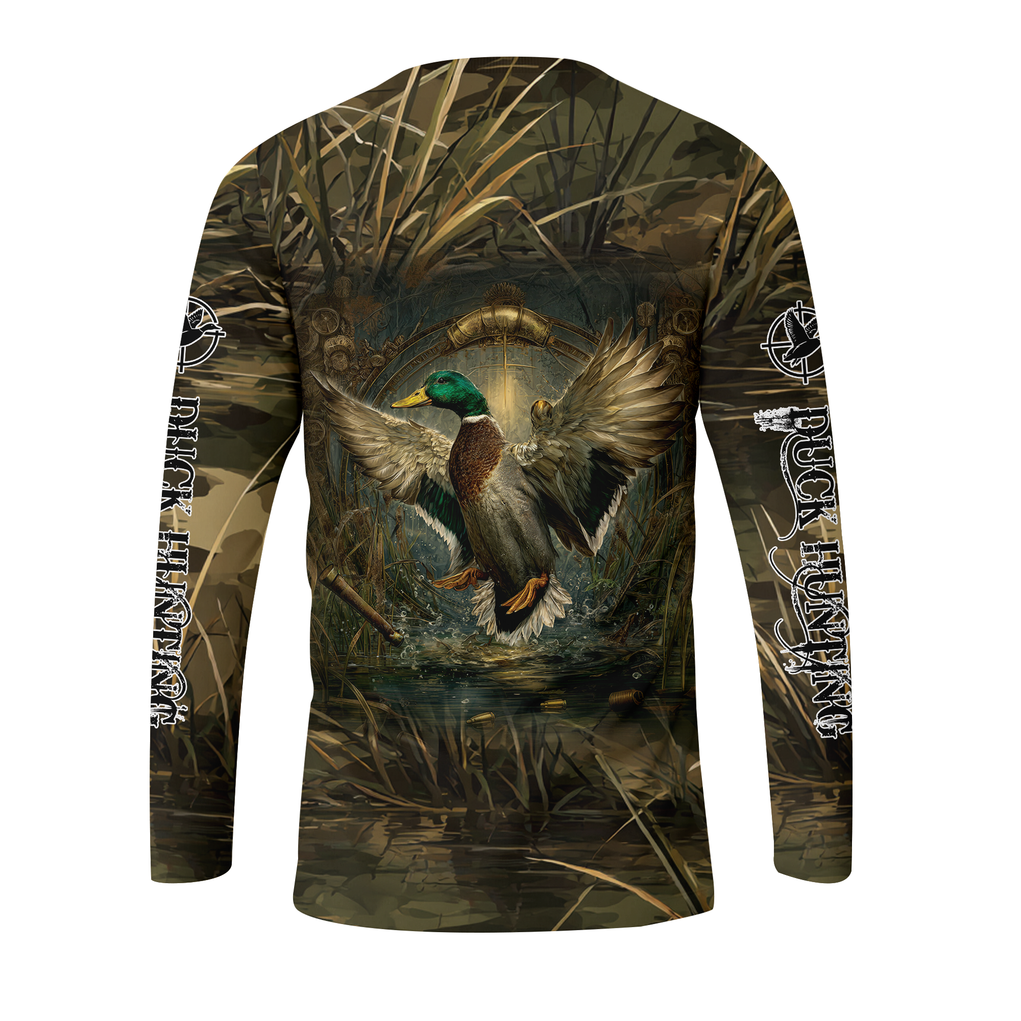 Mallard Duck Hunting Dark Camo All Over Print Shirt