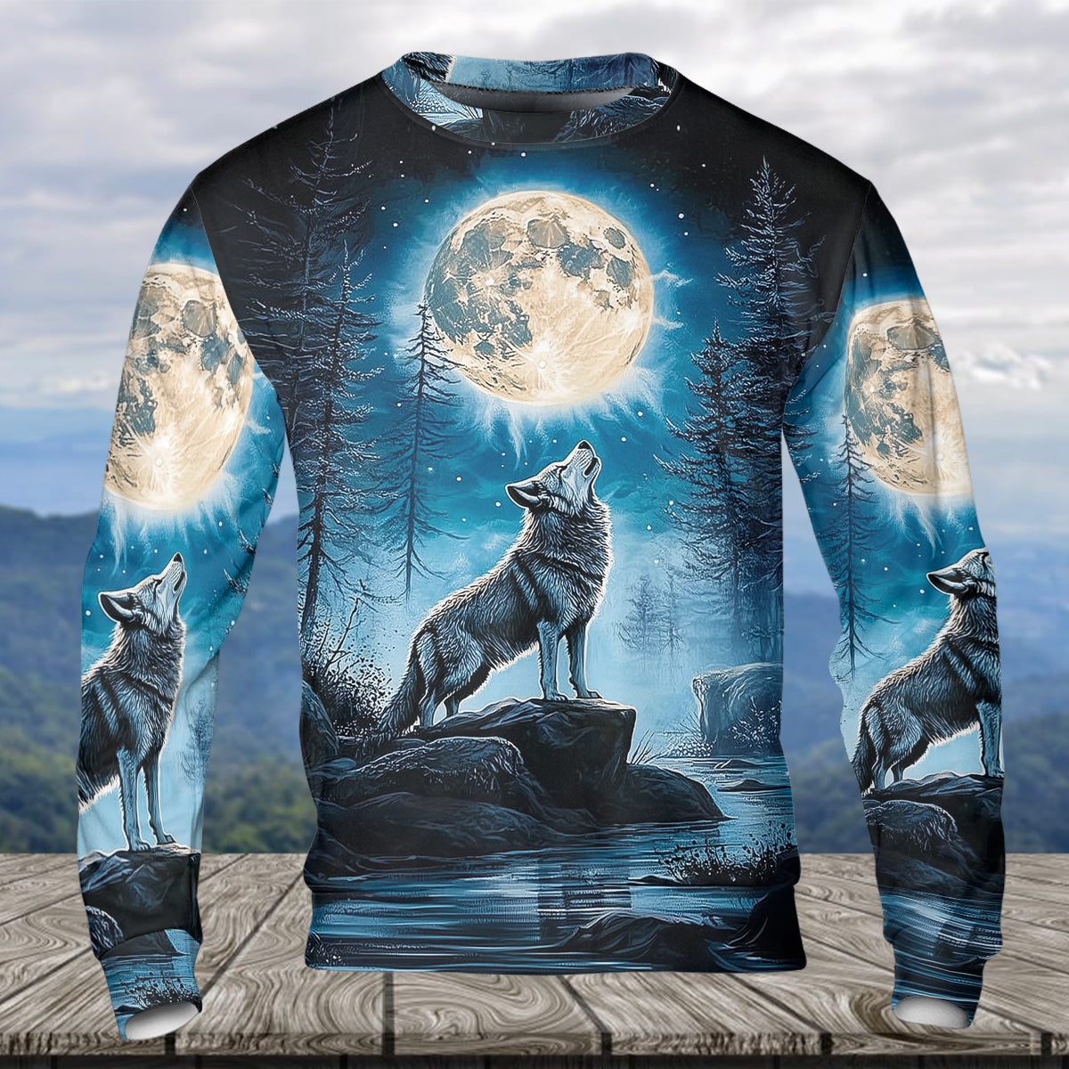 Wolf Moon Light Art All Over Print Shirt