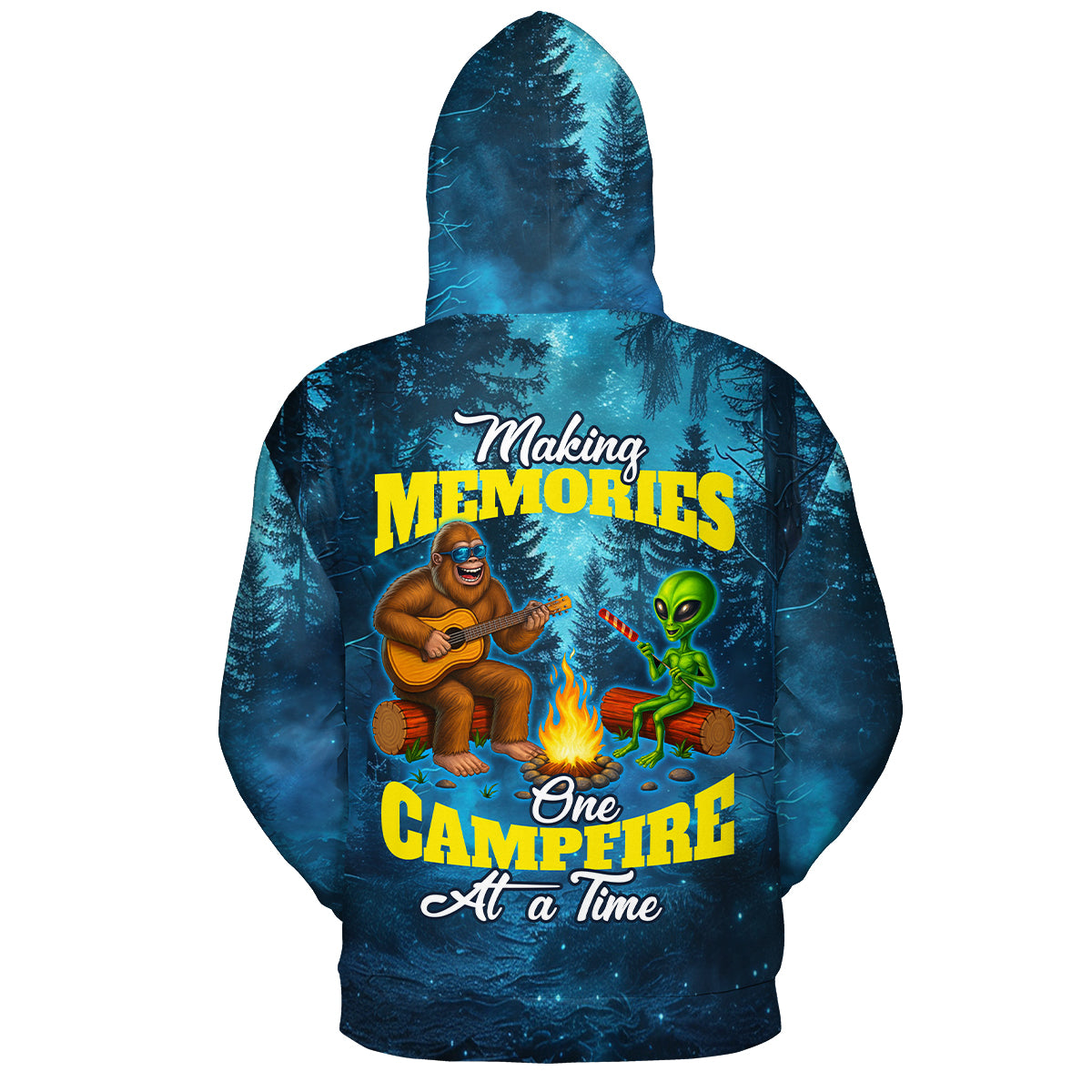 Bigfoot And Alien Making Memories One Campfire At A Time Christmas All Over Print Shirt