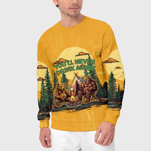 Bigfoot and Bear You'll Never Drink Alone All Over Print Shirt