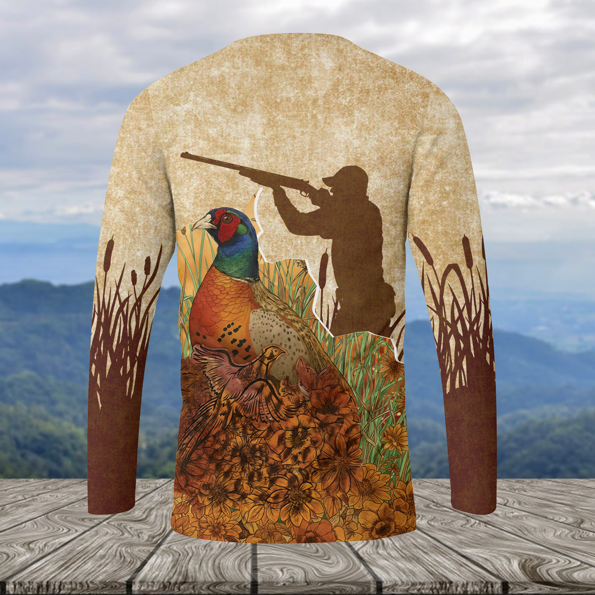 Vintage Wild Pheasant Hunting Flower Camo All Over Print Shirt