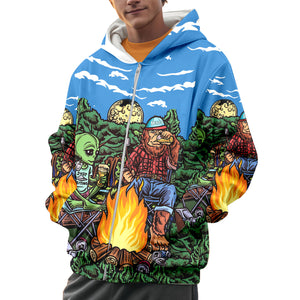 Alien Bigfoot Camping All Over Print Shirt