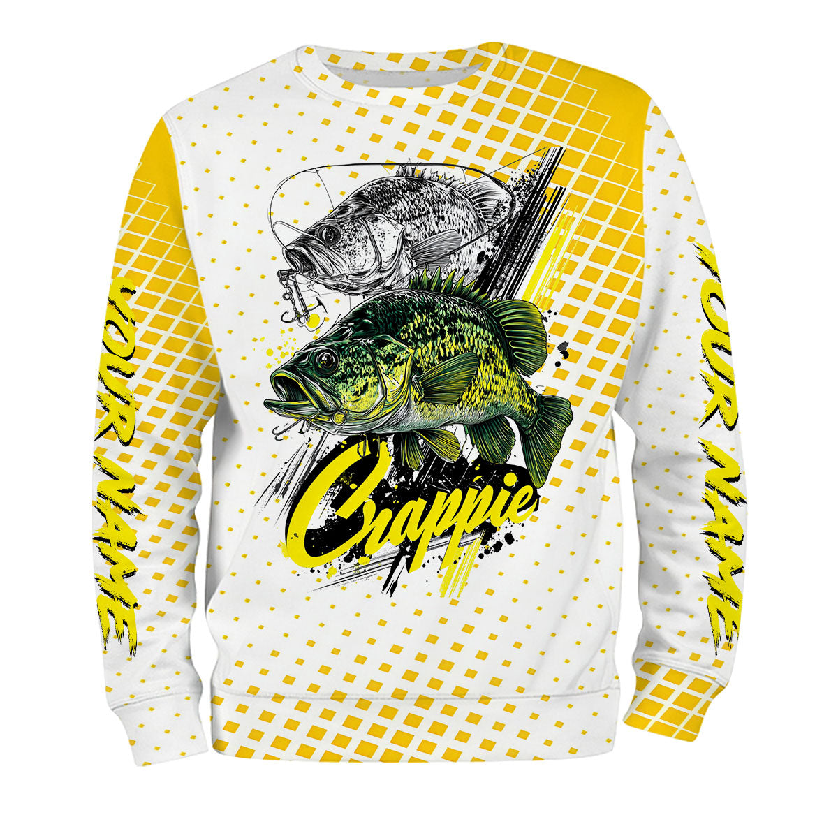Custom Name Crappie Fish Yellow All Over Print Shirt