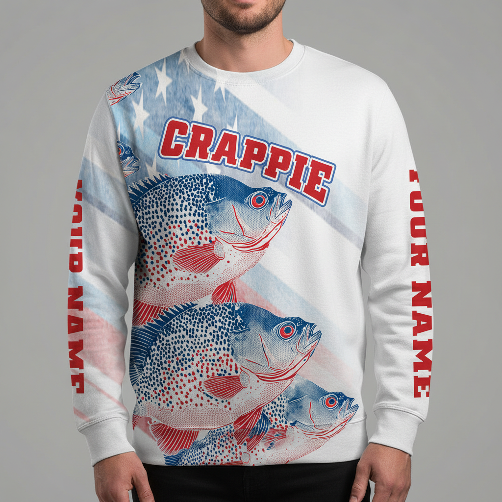 Custom Name Crappie Fish America All Over Print Shirt
