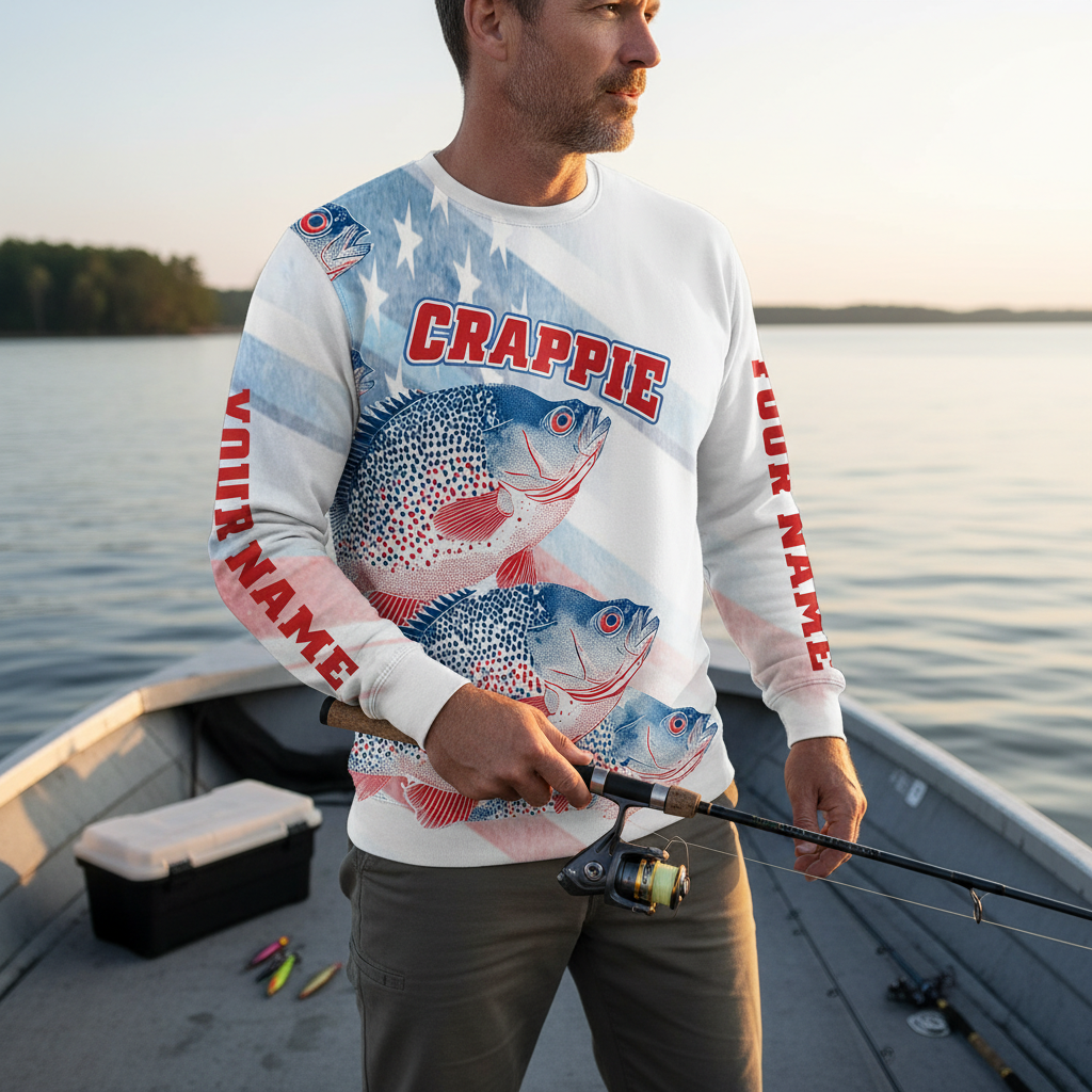 Custom Name Crappie Fish America All Over Print Shirt