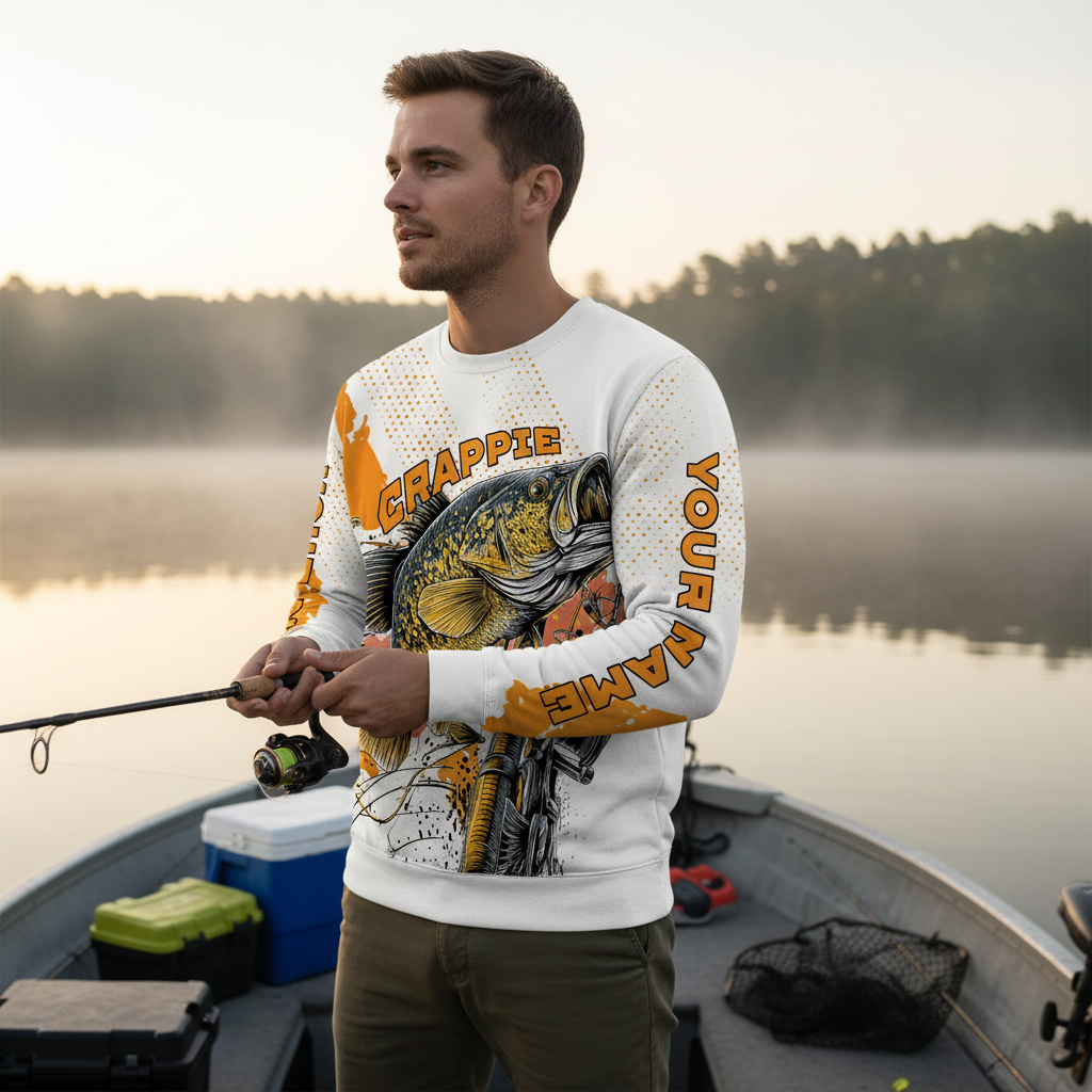 Custom Name Crappie Fish Orange All Over Print Shirt