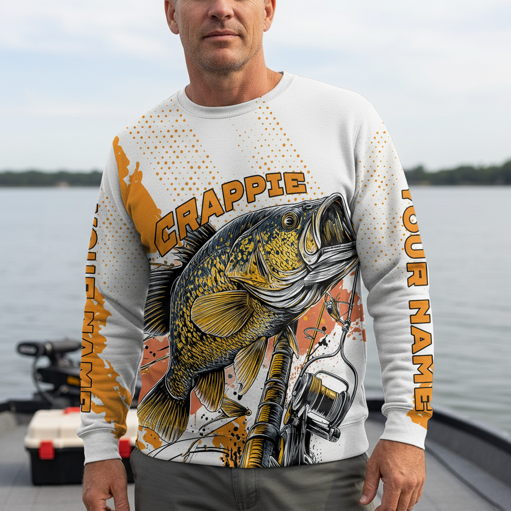 Custom Name Crappie Fish Orange All Over Print Shirt