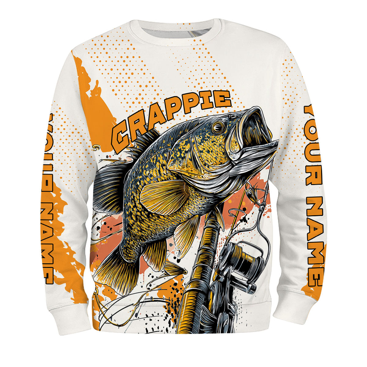Custom Name Crappie Fish Orange All Over Print Shirt