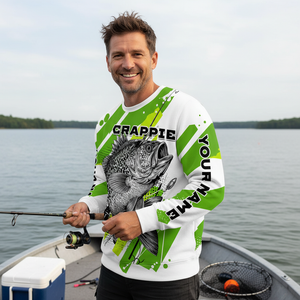 Custom Name Crappie Fish Green All Over Print Shirt