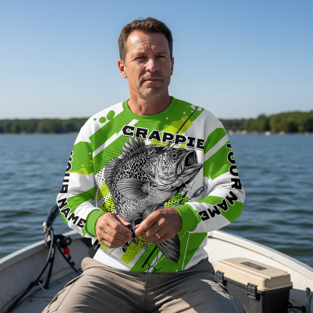 Custom Name Crappie Fish Green All Over Print Shirt