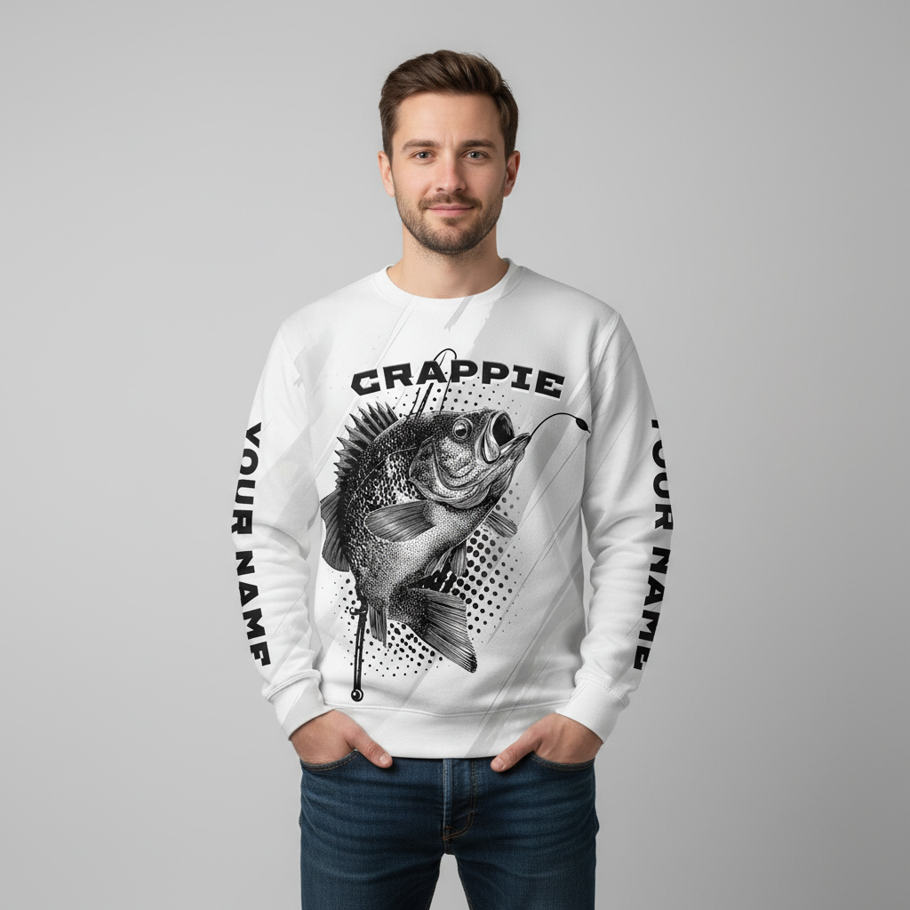 Custom Name Crappie Fish Gray All Over Print Shirt