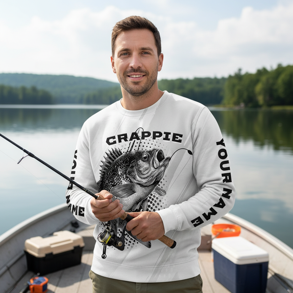 Custom Name Crappie Fish Gray All Over Print Shirt