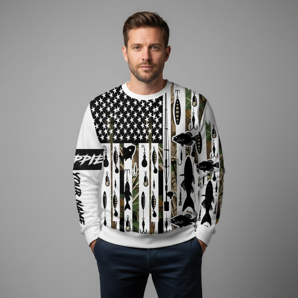 Custom Name Crappie Fish Black All Over Print Shirt