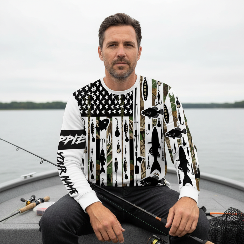 Custom Name Crappie Fish Black All Over Print Shirt