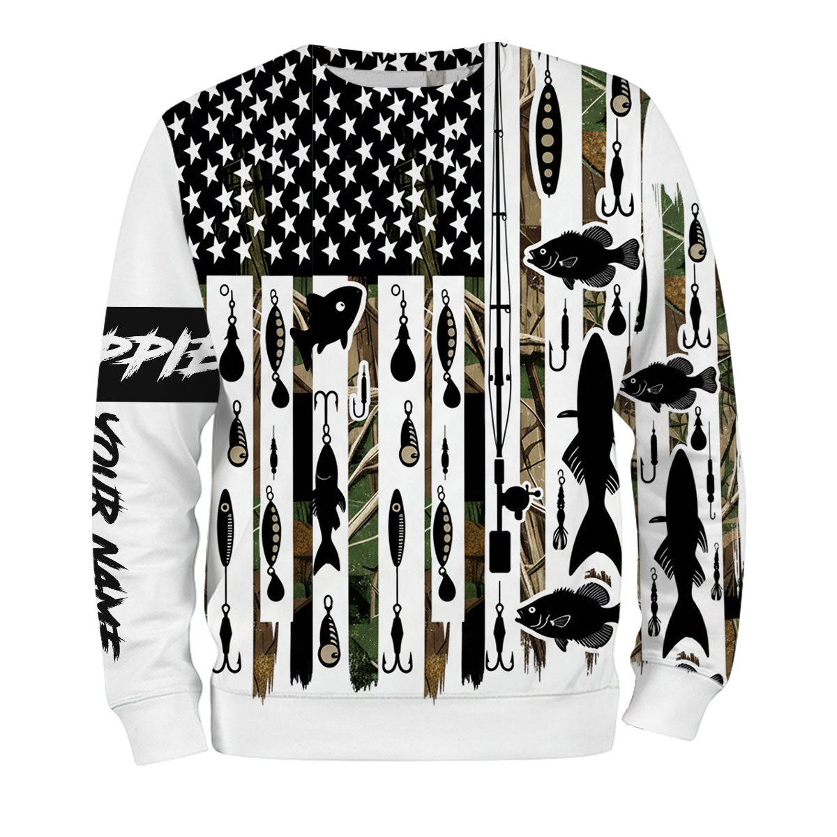Custom Name Crappie Fish Black All Over Print Shirt