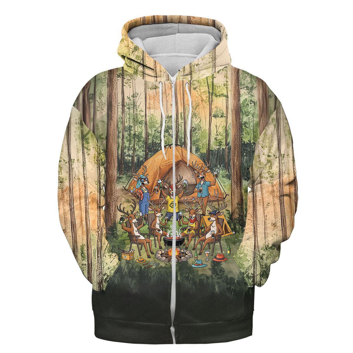 Friends, Fires, Fun Camping Crew Deer All Over Print Shirt