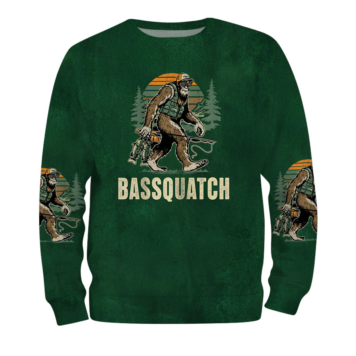 Bassquatch Bigfoot Fishing All Over Print Shirt