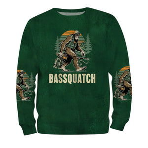 Bassquatch Bigfoot Fishing All Over Print Shirt