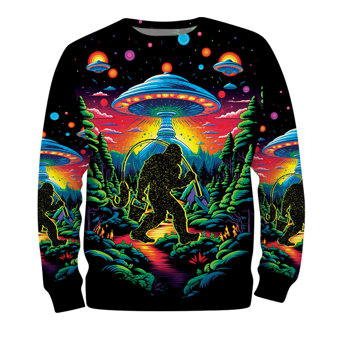 Bigfoot Fishing Forest All Over Print Shirt