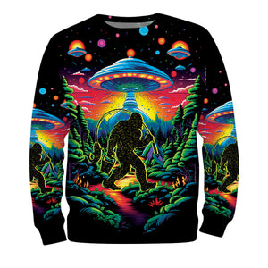 Bigfoot Fishing Forest All Over Print Shirt