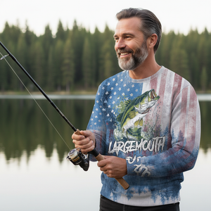 Largemouth Bass American Flag All Over Print Shirt