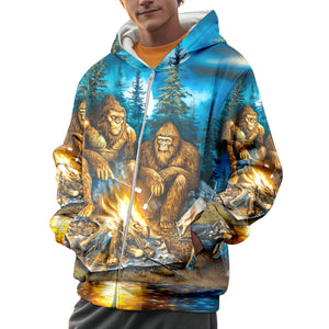 Sasquatch Campfire Night Art All Over Print Shirt