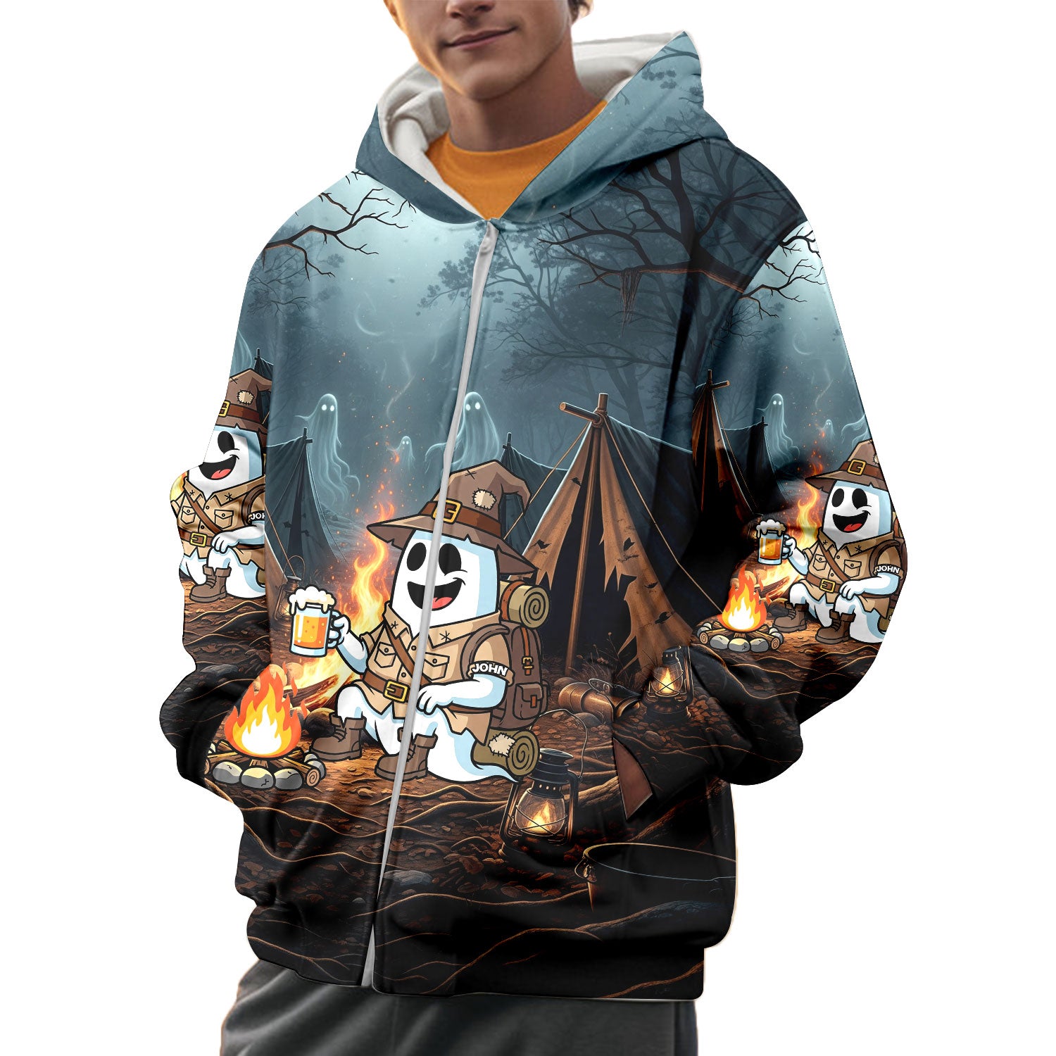 Custom Name Welcome To The Spookiest Campfire All Over Print Shirt