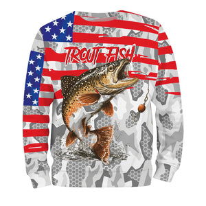 Camo American Flag Trout Fish Fishing All Over Print Shirt