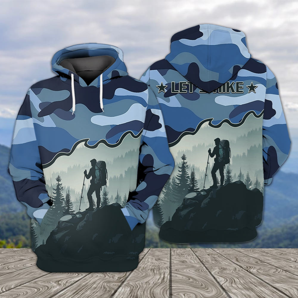 Hiking Mountain Blue Camo All Over Print Shirt