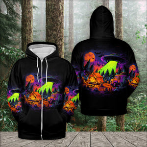 Alien Camp-O-Ween Invasion – UFO Halloween Camping All Over Print Shirt