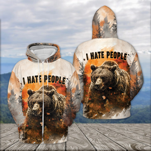 Bear Forest I Hate People All Over Print Shirt