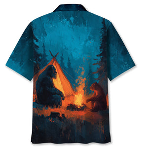 Camping Night With Bigfoot and Bear Hawaiian Shirt