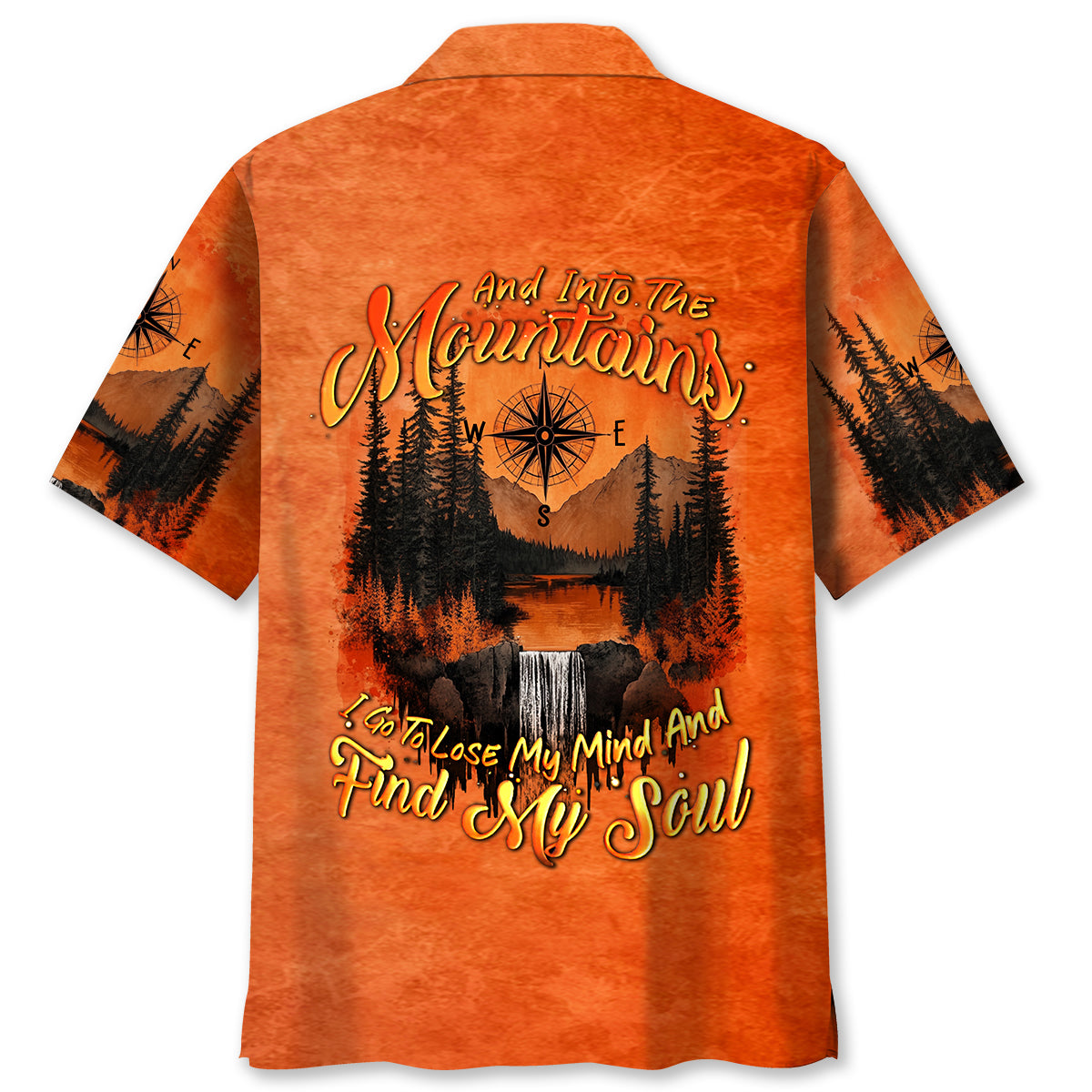 Into The Mountains I Go Orange Hawaiian Shirt