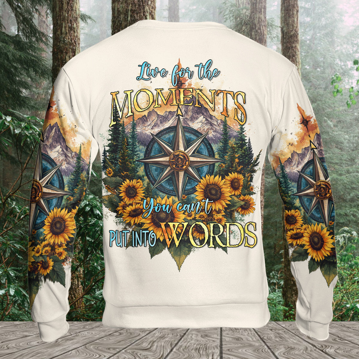 Live For The Moments Compass Sunflower All Over Print Shirt