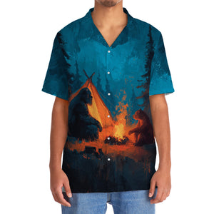 Camping Night With Bigfoot and Bear Hawaiian Shirt