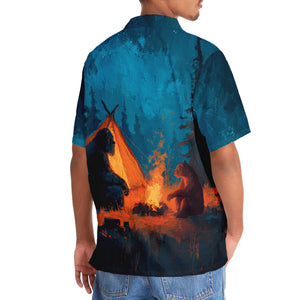 Camping Night With Bigfoot and Bear Hawaiian Shirt