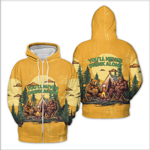 Bigfoot and Bear You'll Never Drink Alone All Over Print Shirt