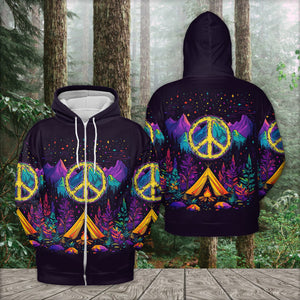 Camping Peace Sign All Over Print Shirt