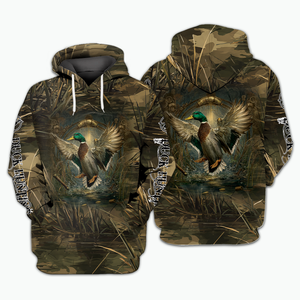 Mallard Duck Hunting Dark Camo All Over Print Shirt